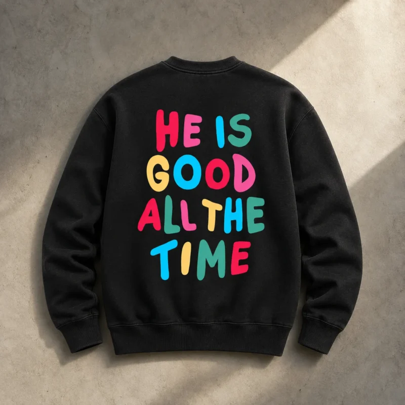 Polerón Polo Crewneck Unisex<br/> HE IS GOOD ALL THE TIME