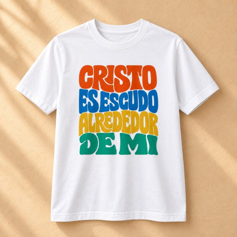 Polera Unisex · Cuello Redondo<br/>CRISTO ES ESCUDO ALREDEDOR DE MI